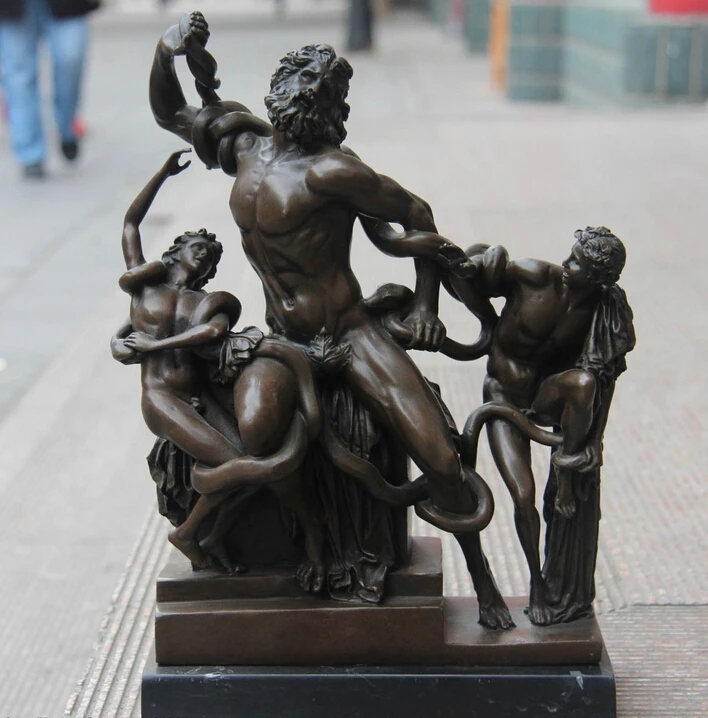 

wholesale factory Western culture Rome Bronze Copper Nude Three Men Jesus Statue Art Sculpture