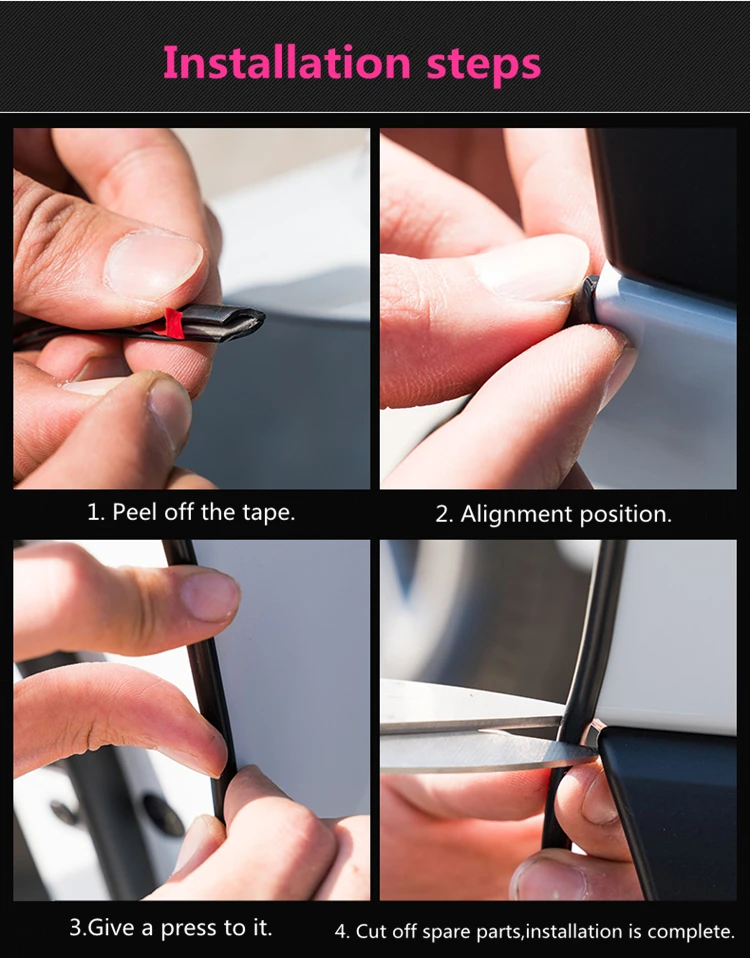 Car Styling Door Protection Strips Rubber Edge Doors Moldings Side Protector Sticker Scratches Vehicle For Cars Auto Car-styling (2)