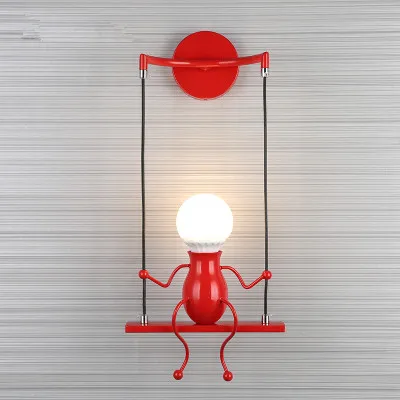 E27 Creative Iron Robot Shape Small Man Cartoon Doll Wall Mounted Lamp Sconce Lamp For Kids/Child Bedroom Corridor Living RoomE27 Modern LED Wall Lamp Creative Mounted Iron Sconce Wall Light for Bedroom Corridor Wall Light Wall mounted lampara pared wall sconces for living room Wall Lamps