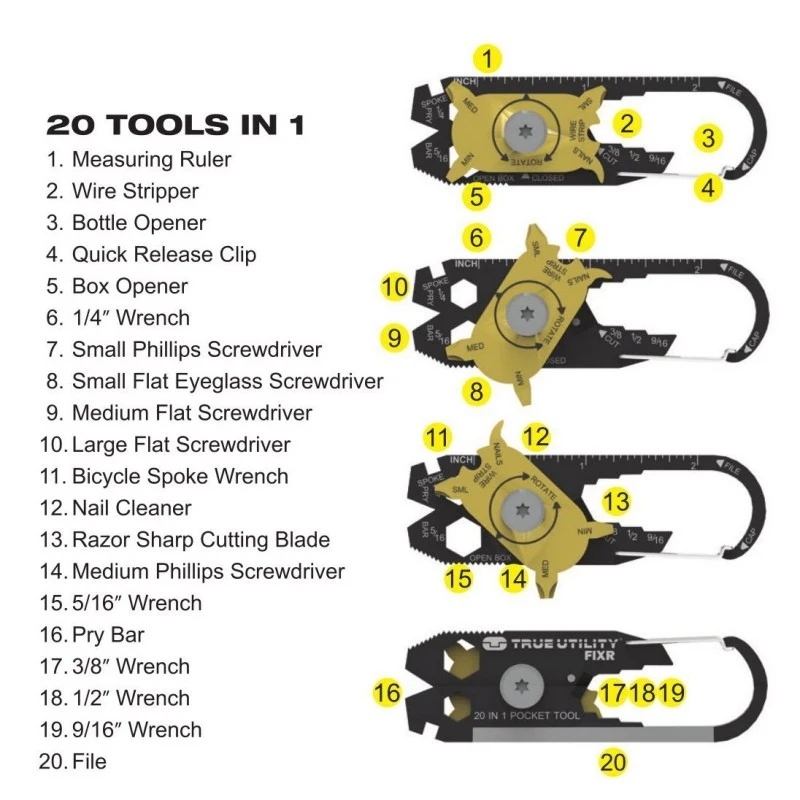 

EDC 20 in 1 Multifunctional Combination Tool Portable Outdoor Keychain Screwdriver Bottle Opener Tool Multi Gadget Dropshipping