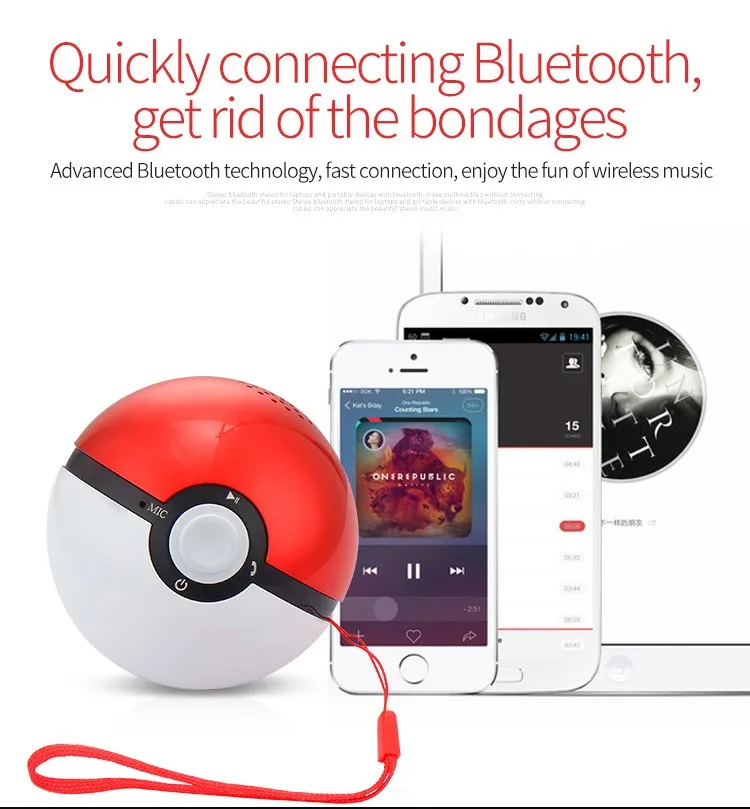 YOTEEN портативный Pokemon Go Pokeball динамик мини супер бас беспроводной громкий динамик Bluetooth V4.0 музыка Громкая связь аудио динамик s