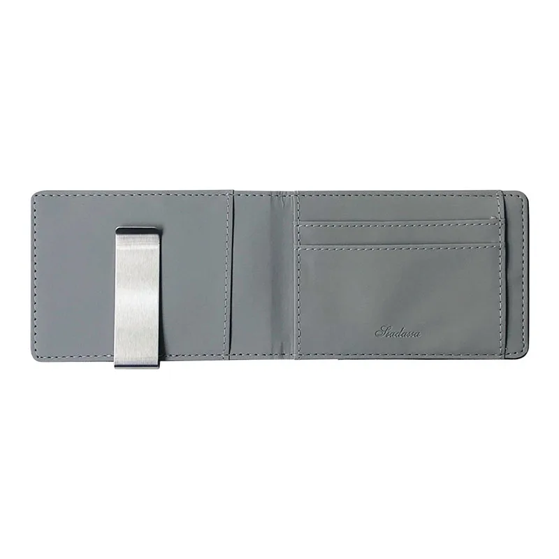KUDIAN BEAR тонкий кожаный мужской зажим для денег брендовый дизайнерский бумажник мужской бумажник Bilfold Зажимы для денег Hombre BID261 PM49 - Цвет: Gray
