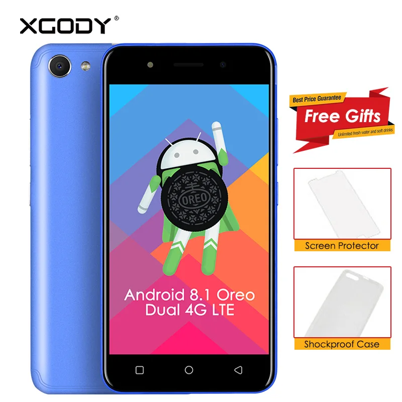 Android 8,1 XGODY X24 двойной 4G LTE смартфон 5 дюймов MT6739 4 ядра 1 GB + 8 GB 2500 mAh Bluetooth 4,0 мобильный телефон сотовый телефон