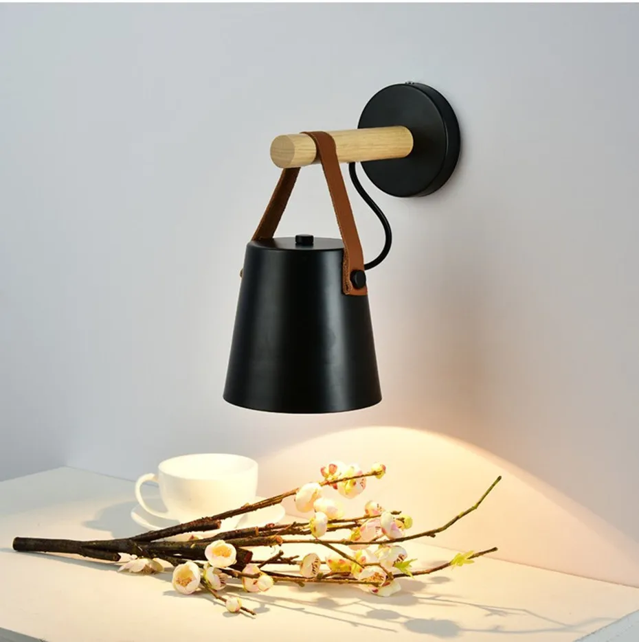 Madeira do Vintage Conduziu a Lâmpada de Parede Luzes de Parede de Cabeceira Nordic Loft Quarto Corredor Hotel 110-240v Decoração Luzes & Iluminação 9 Luzes e Iluminação