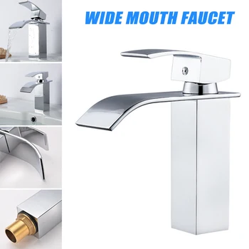 

Square Wide Mouth Faucet Copper Alloy Faucet for Bathroom Basin CLH@8