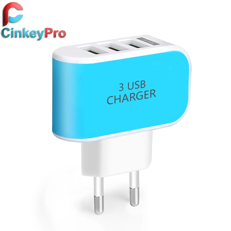 Buy CinkeyPro 3 Ports Multiple Wall USB Smart Charger 5V 3A EU Plug