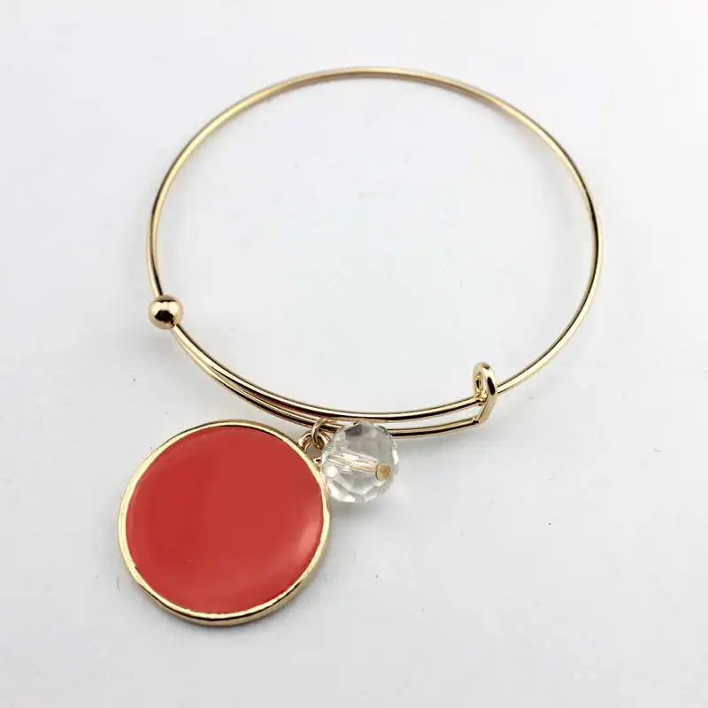 Пустые только полированный диск регулируемые браслеты для женщин Персонализированные гравировка монограмма Начальные Пользовательские ювелирные изделия - Окраска металла: B1923-Gold Coral