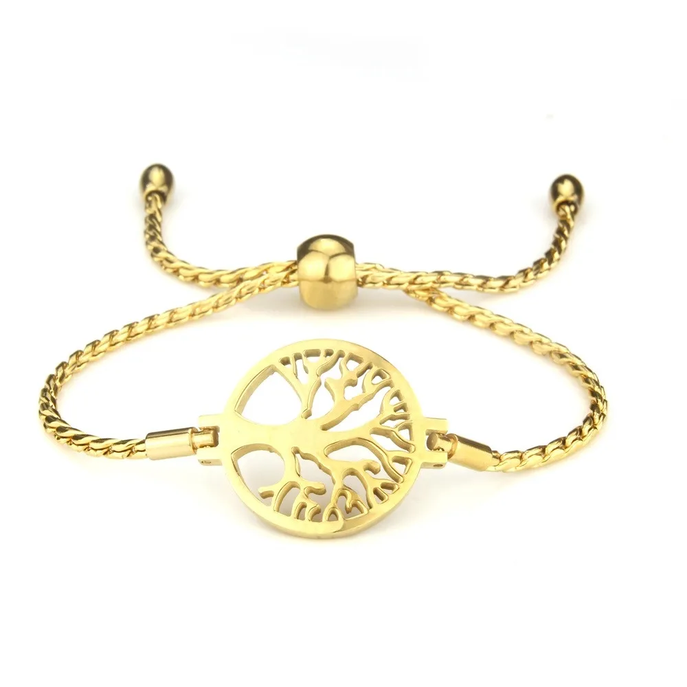 

Life Tree Charm 316L Stainless Steel Golden Color Lobster Cross Clasp MOLINUO