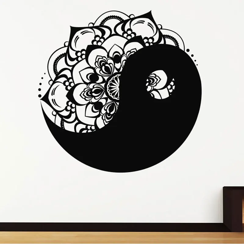 Yin Yang Design Silhouette Wall Vinyl Stickers Spiritual Transfers Murals Decals 