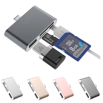 

Cellphone Camera SD TF Memory Card U-disk Aluminum Alloy Type-c Port USB 2.0 OTG Card Reader Hub