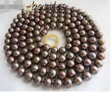 

Free Shipping >> new 50'' 10mm Brown Round Freshwater Pearl Necklace