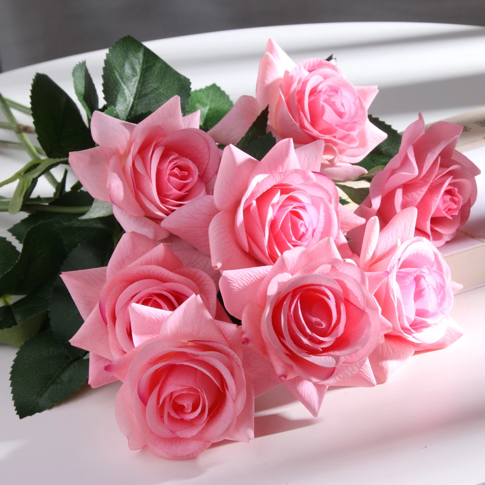 11 шт./лот, искусственные розы на ощупь для украшения свадьбы, букет на День святого Валентина, искусственные цветы для украшения дома