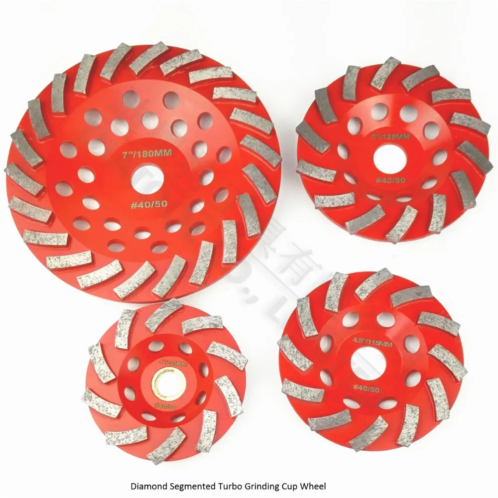 DIATOOL Diameter 180MM Segmented Turbo Diamond Grinding Cup Wheel For Concrete And Masonry Material, 7" Diamond Grinding Discs