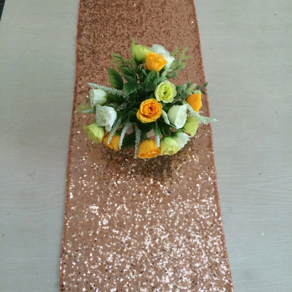 Wholesale Shinny Rose Gold Sequin Table Runner on Sale Sparkly Wedding Birthday Party Dinner Party Decoration