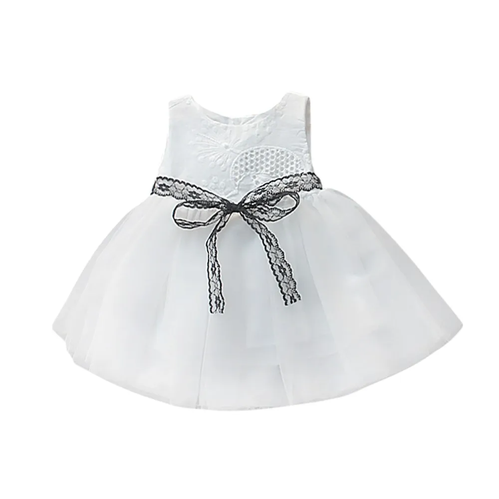 

Little Girl Cute Bow Sweet Lace Dress Newborn Baby Girls Button Bownknot Lace Net Yarn Princess Tutu Dress Clothes Princess F4