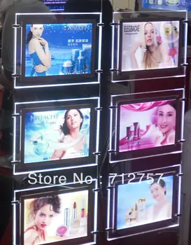 

Real Estate Window Cable Wires Hanging Two Sides Acrylic Frame Led Sign Light Box A4 Display Kits