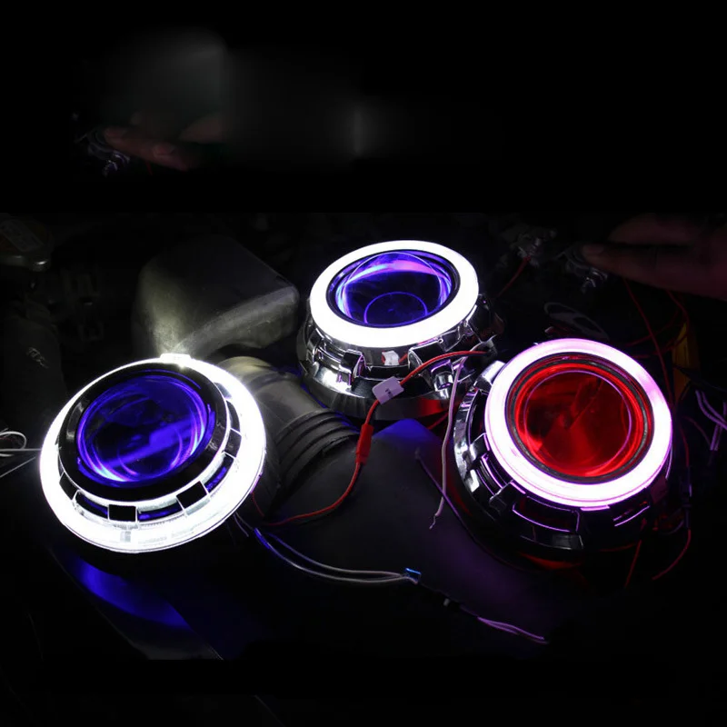 Светодиодный Devil Demon Eyes с RGB bluetooth для универсальных автомобильных мотоциклетных фар объектив проектора с выключенным контроллером проводов