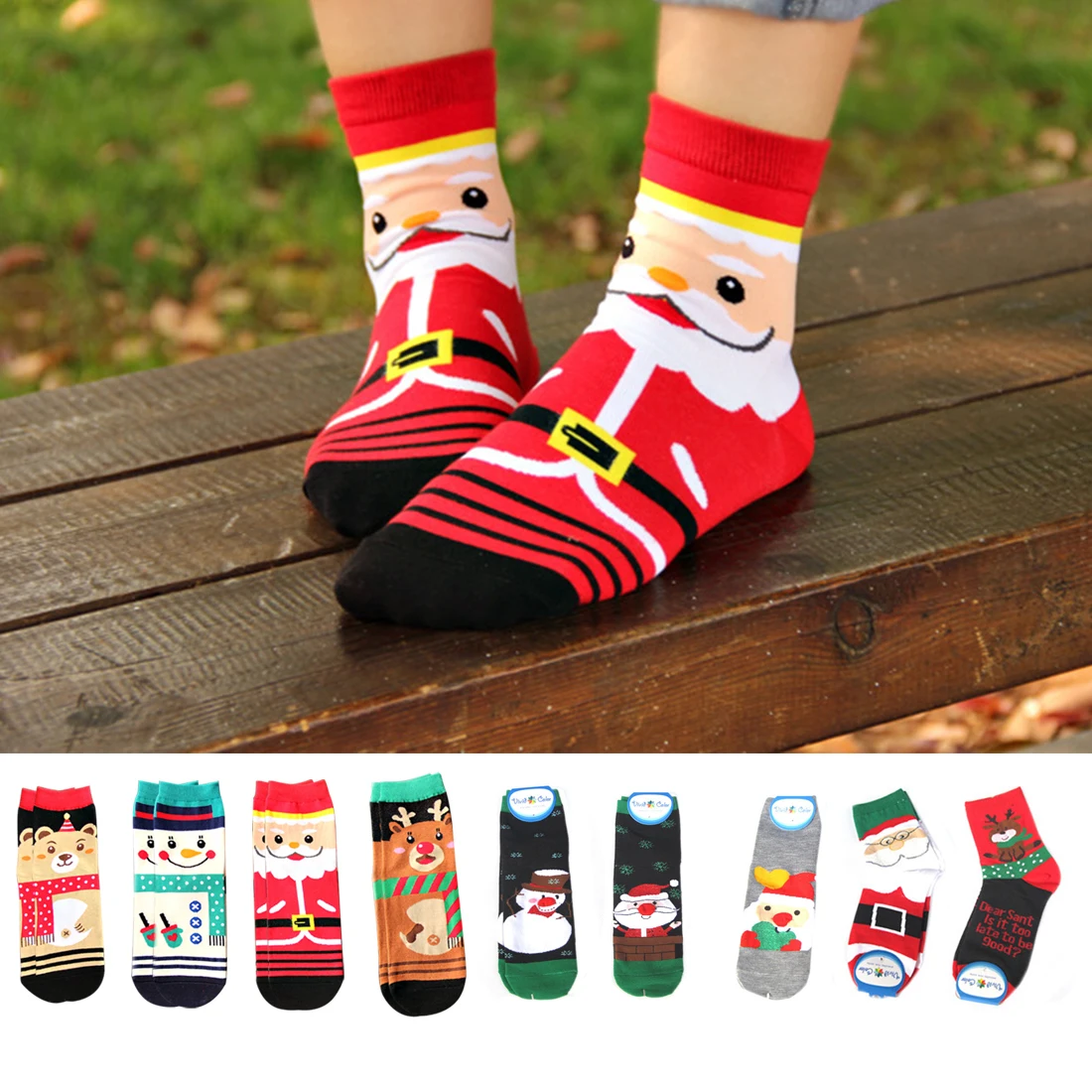 

Female short tube socks Christmas old man snowman socks autumn and winter cartoon cute small gifts Christmas decorations