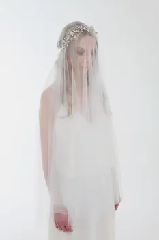 

headband bridal veil long wedding veil 3M voile de mariage applique bord blusher veil