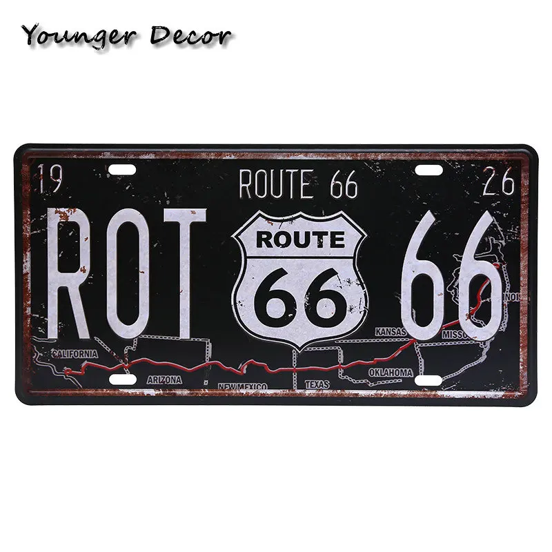 Route 66 бюстгальтер для номерного знака автомобиля США CHE винтажный металлический