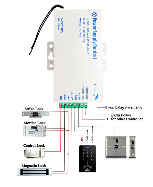 DC 12V Door Access Control system Switch Power Supply 3A 5A / AC 110~260V RFID Fingerprint Access Control System 4