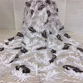 

Black And White Nigeria Sequin Tulle Lace 2019 High Quality African Lace Materials Embroidery French Lace Tulle Fabric For Women