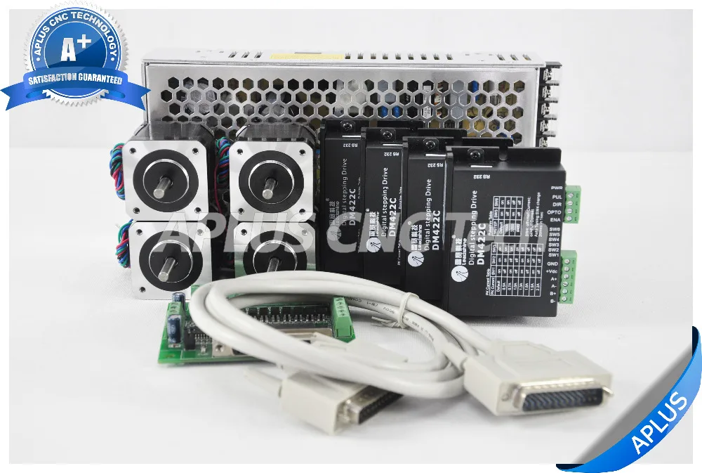 

4-Axis NEMA 17 0.9 Degree Stepper Motor 59.5oz-in 2.3A & Driver DM422C & 24V Power Supply Kit