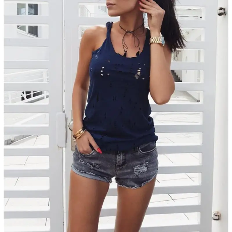 Summer Casual Sleeveless Hole Women Tshirt Slim O-Neck Solid Vest T-Shirt Women Tees Tops Streetwear T Shirt WS8724C Summer Casual Sleeveless Hole Women Tshirt Slim O-Neck Solid Vest T-Shirt Women Tees Tops Streetwear T Shirt WS8724C