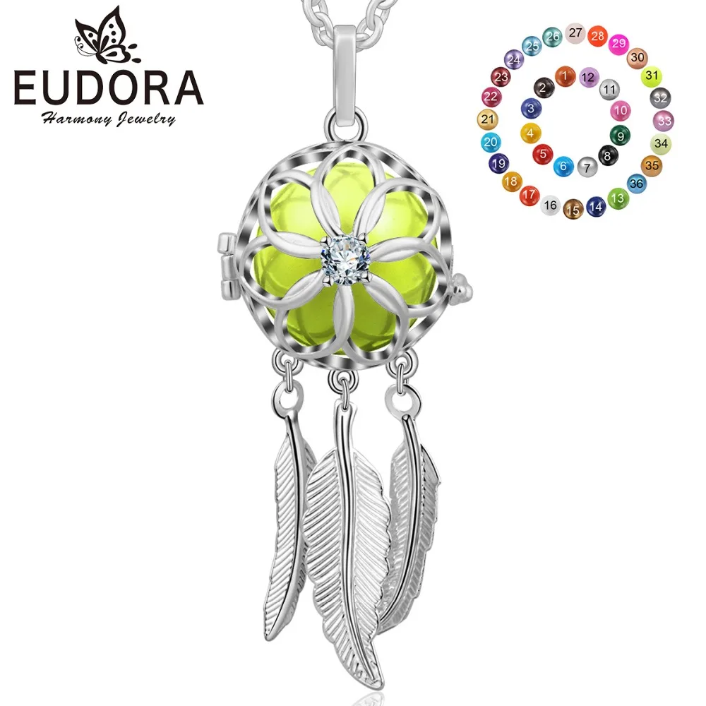 

Eudora 20mm Silver Color Harmony Bola Ball Flower & Feature Cage Pendant fit DIY Chime Ball Necklace Jewelry For Women K260N20