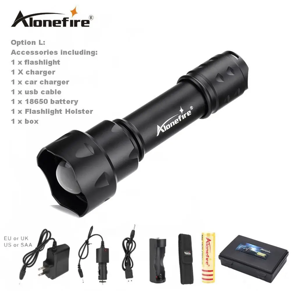 

AloneFire TK20 Tactical T6 LED Flashlight High Powered Handheld Tac Light Zoomable Adjustable Focus 3 Modes Outdoor Torch