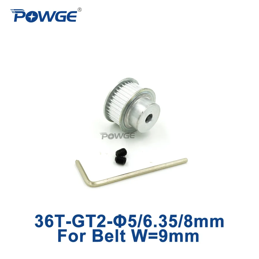 

POWGE 36 teeth GT2 Timing Pulley Bore 5mm 6.35mm 8mm for width 9mm GT2 Timing belt Small Backlash 2GT pulley 36teeth 36T 1pcs