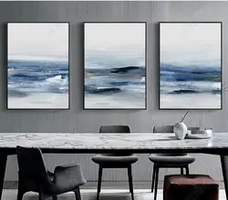 Абстрактный чернила море плакаты на скандинавскую тему большой холст стены фотопечатная Картина на холсте пейзажной живописи для Декор в