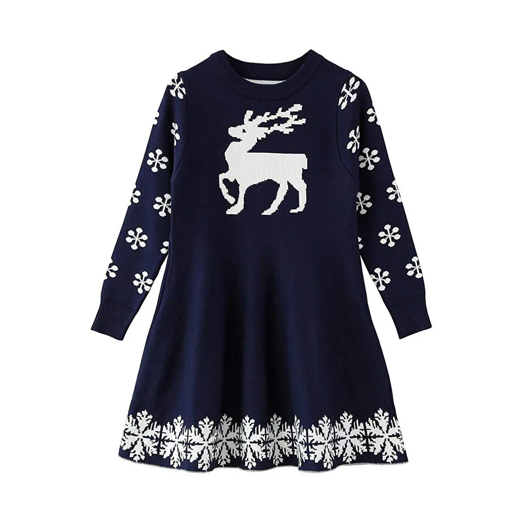 ARLONEET/Детские платья для маленьких девочек Рождественский принт с оленем и снежинками Детские платья для девочек от 4 до 5 лет, Рождественский костюм принцессы