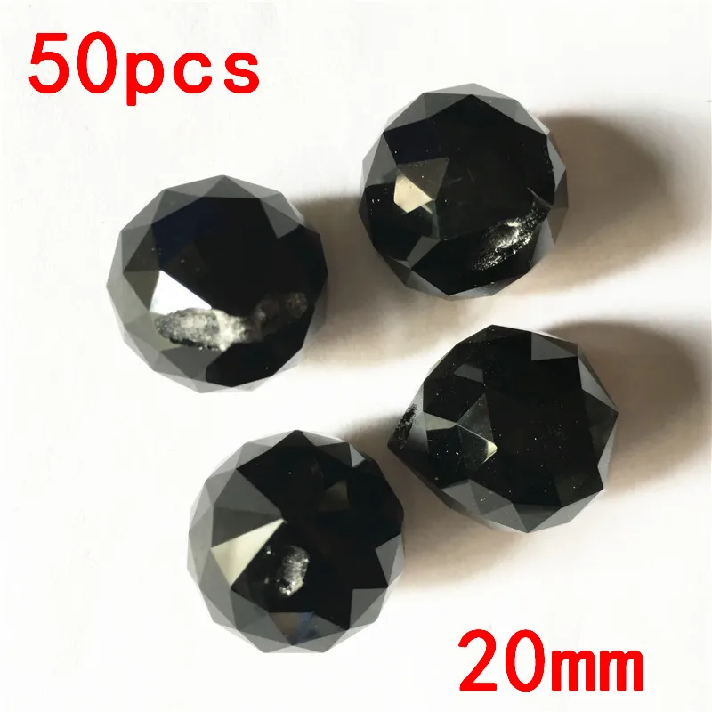 Топ Black50pc 20 мм Хрустальное стекло свободные шары черная Хрустальная Призма