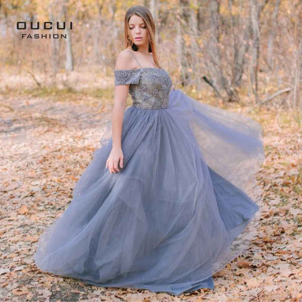 

New Ball Gown With Train Prom Dresses 2019 Diamoned Beading Off Shoulder Formal Dress Women Elegant OL103016 Robe De Soiree