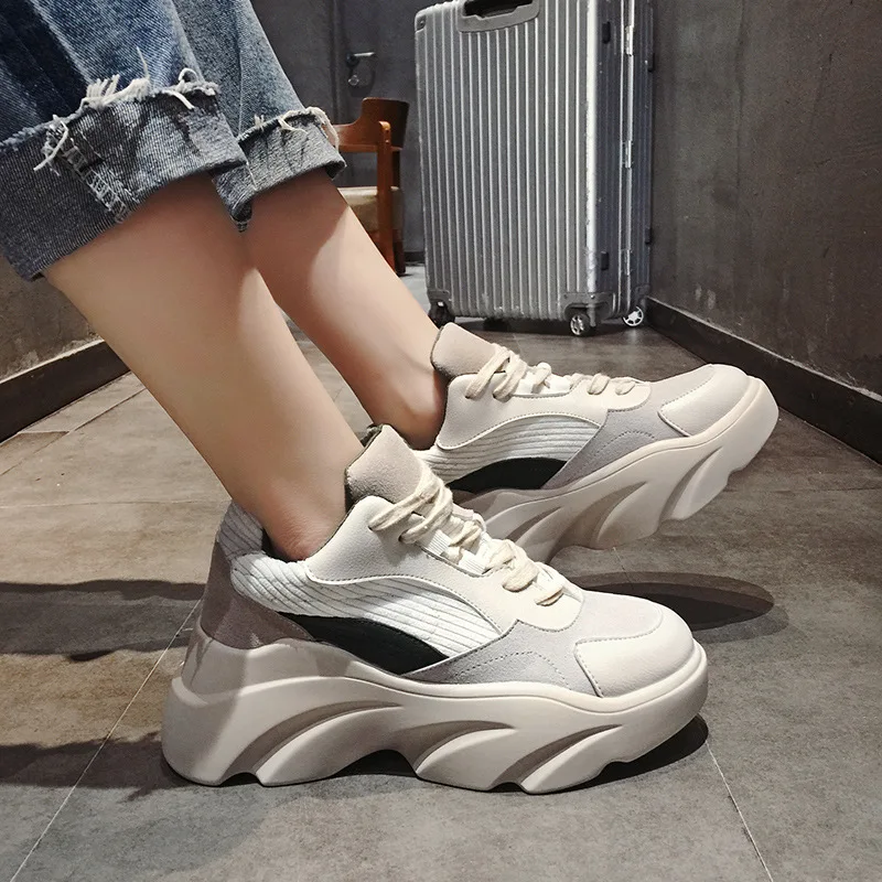 

2019 Platform Shoes For Women Sneakers woman Walking shoes girl Cow Suede Breathable Chunky sports Shoes ladies