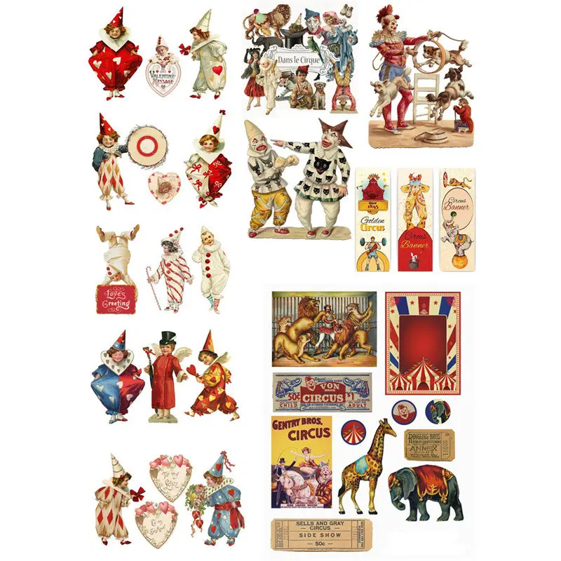 

2 pcs/lot Vintage Circus Clown Deco DIY Planner Sticker Pack Post It Mohamm Journal Stickers Cute Stationery School Stuff