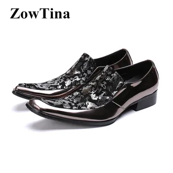 

Vintage Printing Flower Men Oxford Shoes Slip On Formal Dress Office Flats Plus Size 46 Handmade Wedding Shoes Zapatos Hombre
