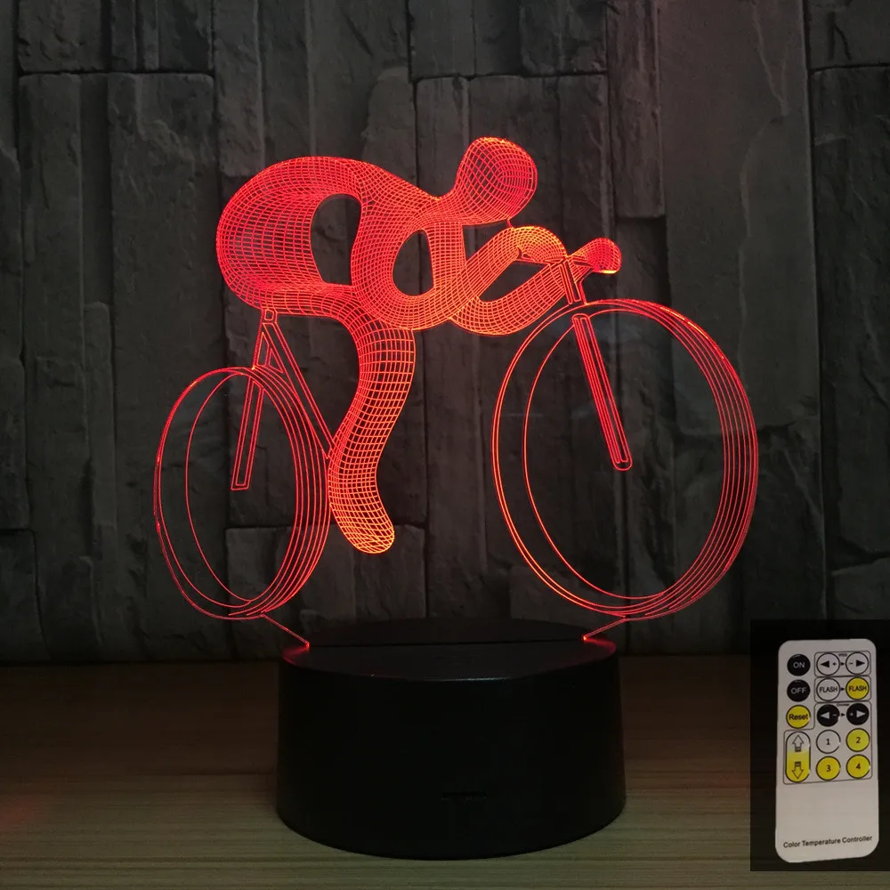 Дистанционное управление Велосипедный Спорт ездить 7 цветов лампа 3D визуальный индикатор Ночные светильники для детей сенсорный USB