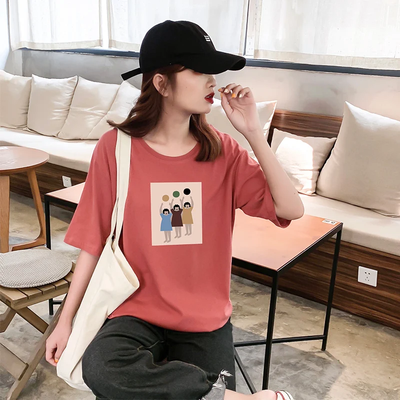 

Plus size 4xl 100% cotton women t-shirts hight quality short sleeve ladys t-shirts simple printing woman t-shirts