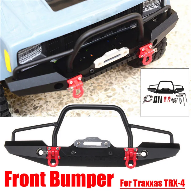 

1/10 RC Crawler Car Aluminum Front Bumper w/ Winch Mount LED For Traxxas TRX-4 Remote Control Accessories