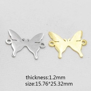 

10pcs/Lot Stainless Steel Mirror Polished Butterfly Charms Connetors Two Holes DIY Jewelry Making Necklace bracelets