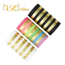 HSDRibbon 75 мм 3 дюймов изготовленный на заказ железнодорожных золотой лазер Фольга печатных белого и черного цвета и «камень, ножницы, бумага» корсажная лента