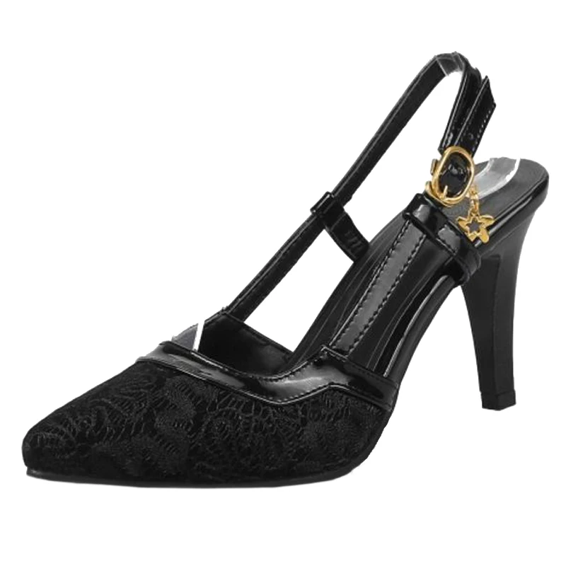 SJJH/женские сетчатые босоножки на шпильке с острым носком на высоком каблуке 9 см; элегантные вечерние свадебные туфли с вышивкой; пикантная обувь; большие размеры; A628