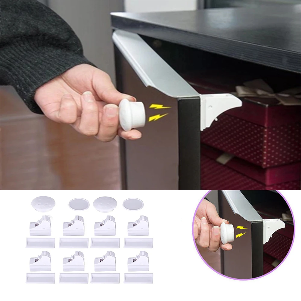 

Magnetic Child Lock Baby Safety Baby Protection Cabinet Door Lock Kids Drawer Locker Security Invisible Locks 4/8pcs lock+1/2key