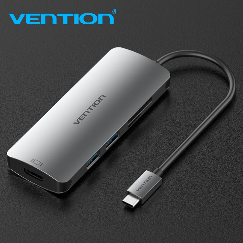 

Vention USB C Adapter USB-C to HDMI 3.0 HUB SD/TF Card Reader Thunderbolt 3 Adapter for MacBook Galaxy S9/S8 Type C Converter
