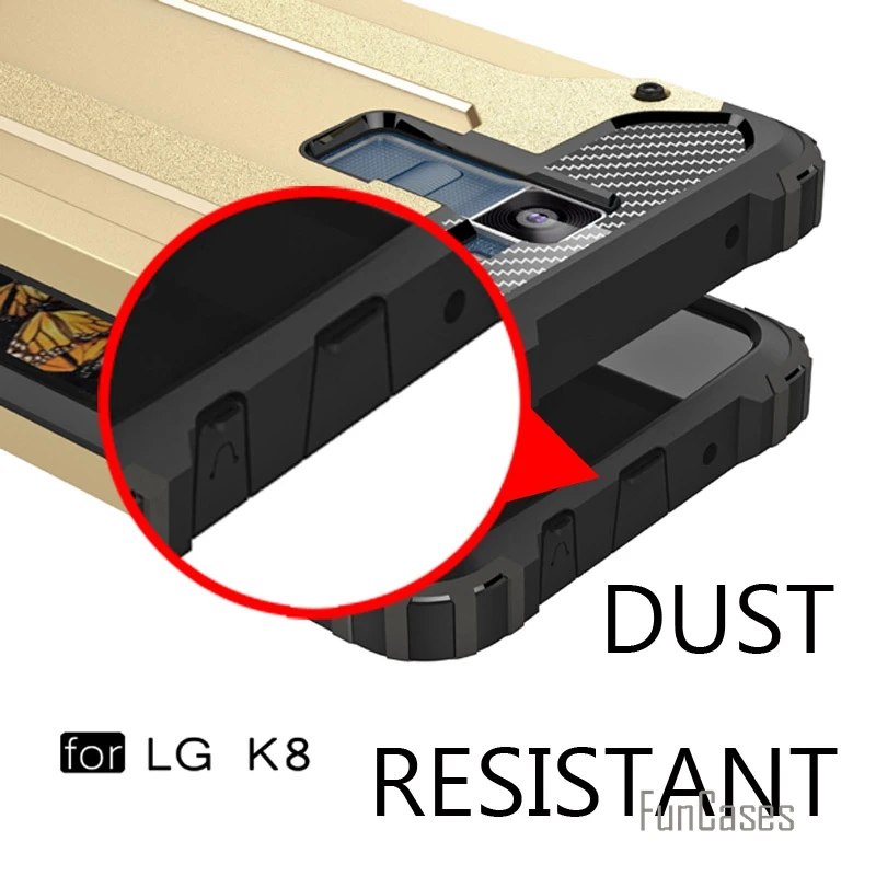 For LG K8 case plastic + silicone hybrid shock proof K8 armor cases for LG K8 K350N dual layer heavy duty phone case cover capa