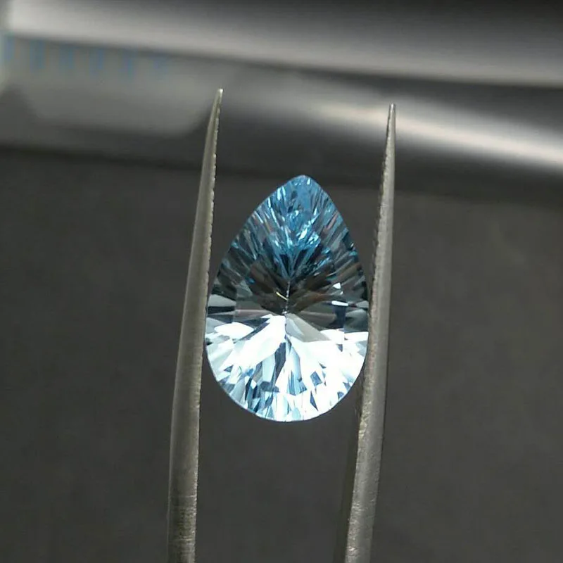 Tbj , natural sky topaz pear 10*15mm concave cut ard 6.3ct for silver jewelry mounting,100% natural sky topaz loose gemstones