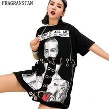 Женская летняя футболка с надписью в уличном стиле свободные женские топы больших размеров хлопковый топ LY286