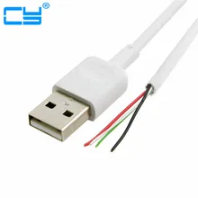 USB 2.0 Type A Male to 4 Wires Open Cable With Braid Shield for DIY OEM White 0.3m 0.5m 0.7m